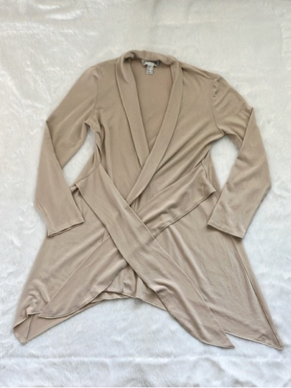 Like New Joseph Ribkoff Beige Open Front Drape Cardigan Sweater, Size 8